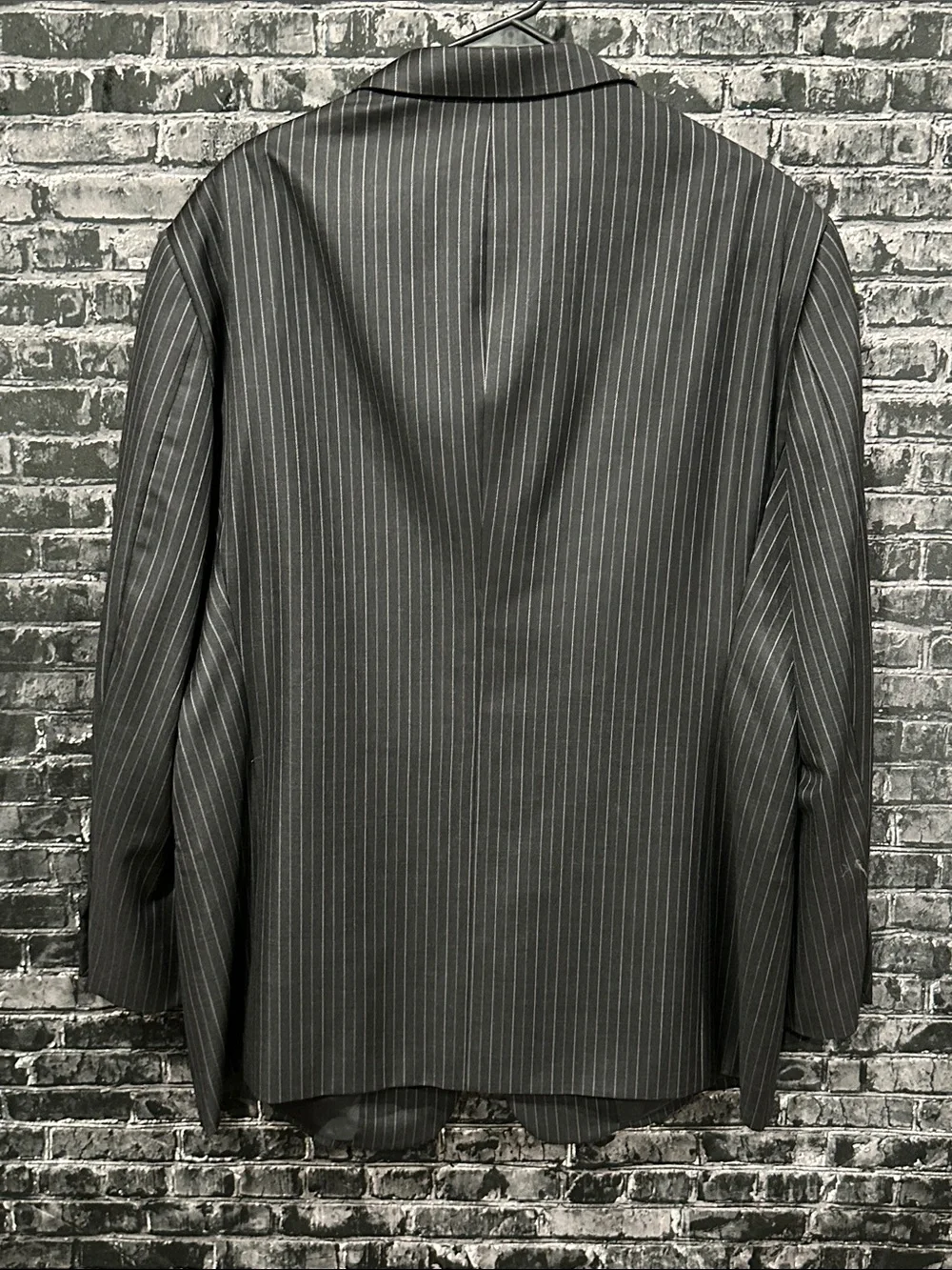 Armani Collezioni Charcoal Gray Pinstripe Black Suit Jacket